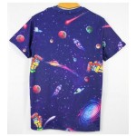 Blue Galaxy Universe Cartoon Short Sleeves Mens T-Shirt